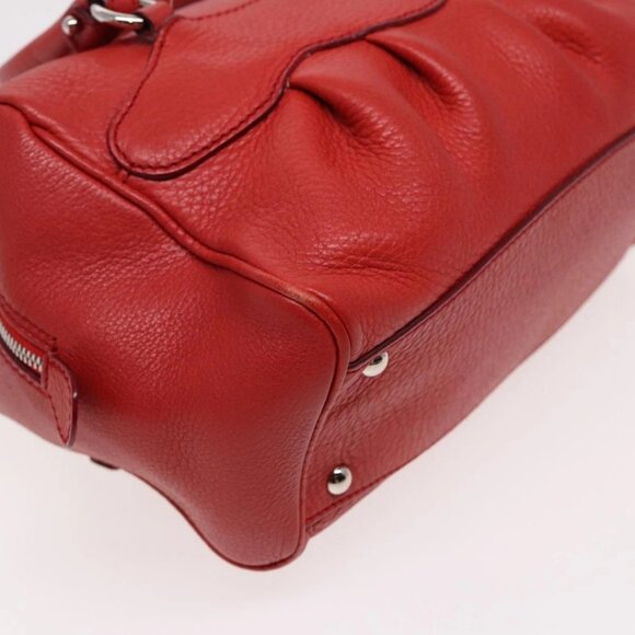 Salvatore Ferragamo Gancini Hand Bag Leather 2way Red Auth 78767 - Picture 4 of 16
